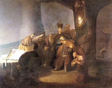 Rembrandt van rijn Judas returning the thirty silver pieces. Spain oil painting art